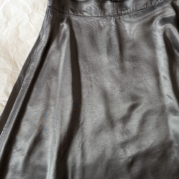 Vintage Formal Floor Length Maxi Skirt Satin Dark Grey Silver Chrome Small/Med - Picture 6 of 16
